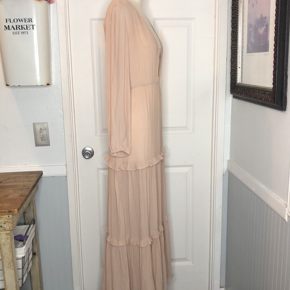 Low cut tiered empire waist maxi dress cream Sz6 - Picture 4 of 7